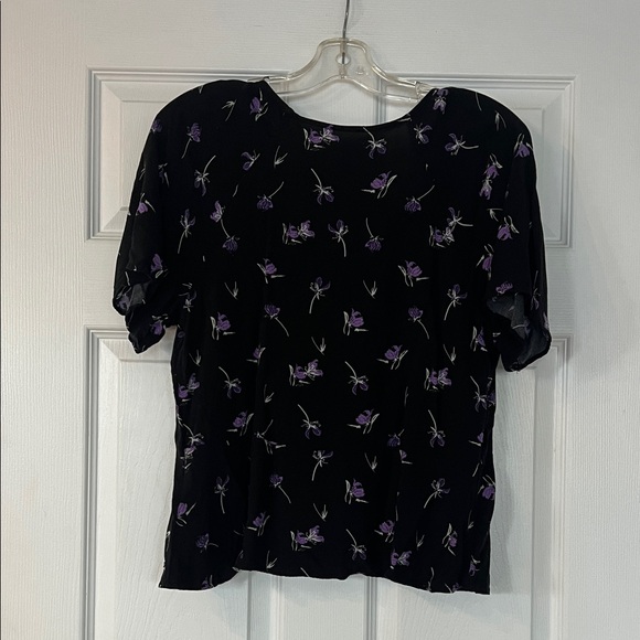 Elegant Black and Purple Floral Women's Blouse - Picture 4 of 5